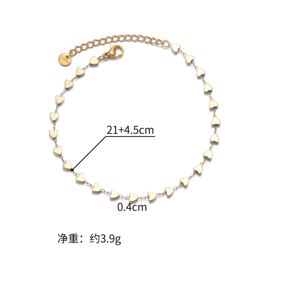 Heart Shape Anklet [304 Stainless Steel, 14K Gold Plated]