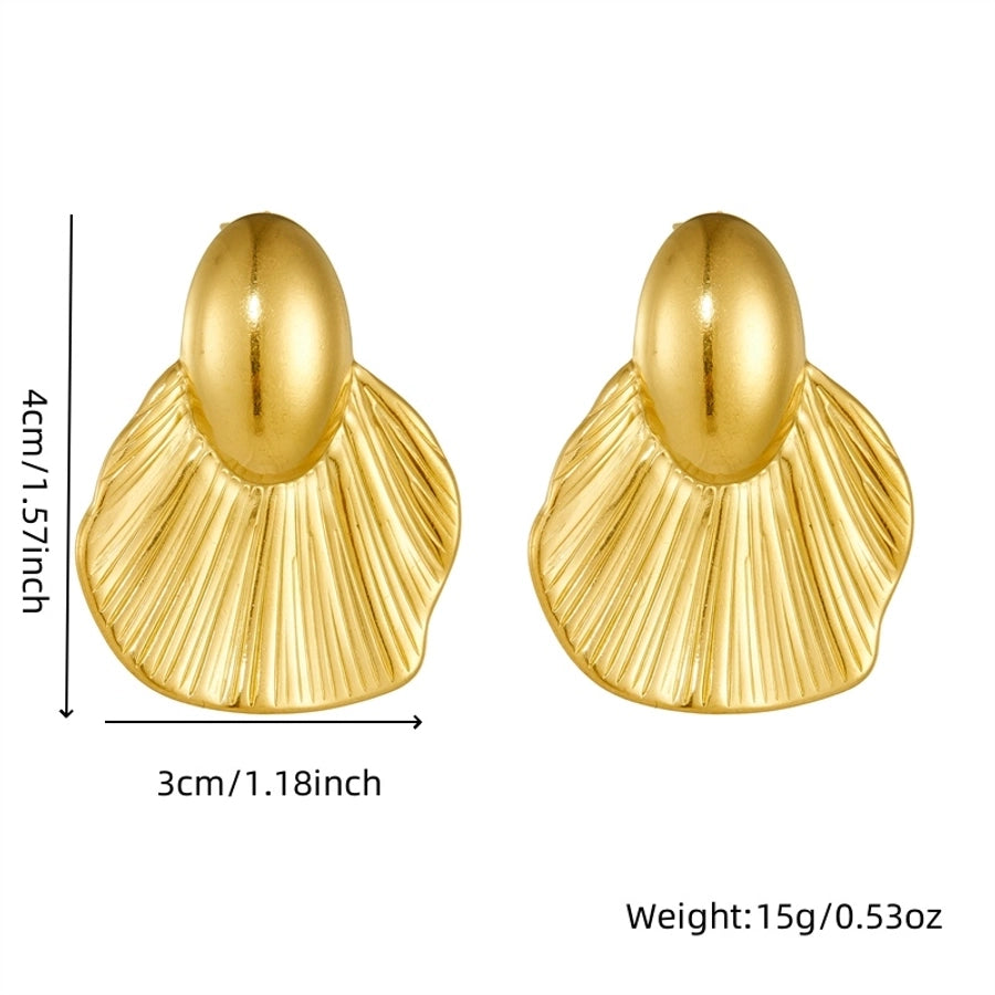 Sector Pleated Earrings [304 Stainless Steel,18K Gold Plated]