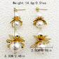 Flower Inlay Pearl Drop Earrings [304 Stainless Steel,14K Gold Plated]