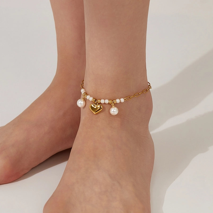 Heart Pearls Anklet [304 roestvrij staal]