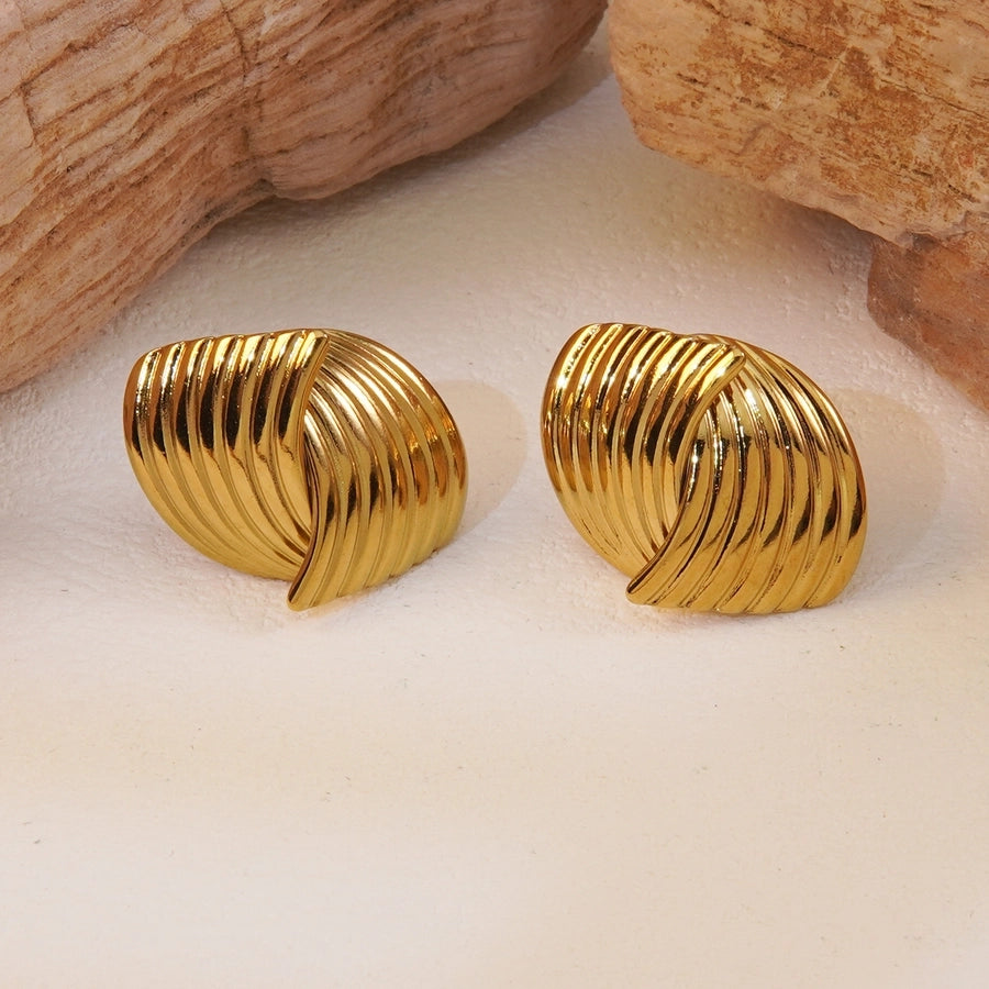 Geometric Line Earrings [304 Stainless Steel,18K Gold Plated]