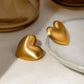 Matte Heart Shape Earrings [304 Stainless Steel,18K Gold Plated]