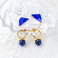 Blue Round Rhombus Epoxy Natural Stone Earrings [304 Stainless Steel,14K Gold Plated]