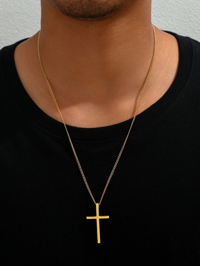 Commute Cross Necklace [304 Stainless Steel]