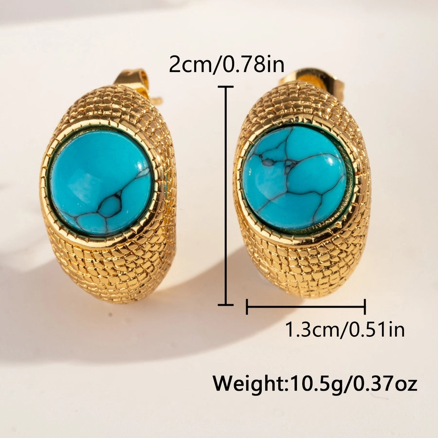 Vintage Turquoise Earrings [304 Stainless Steel,18K Gold Plated]