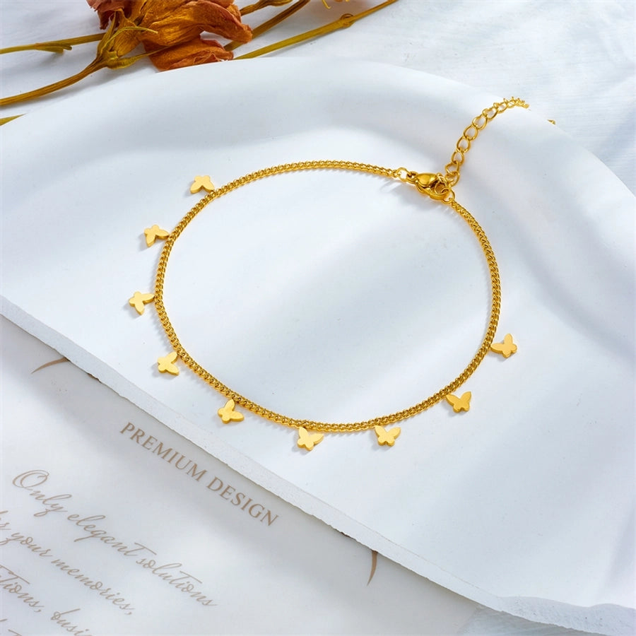 Butterfly Anklet [304 Stainless Steel, 18K Gold Plated]