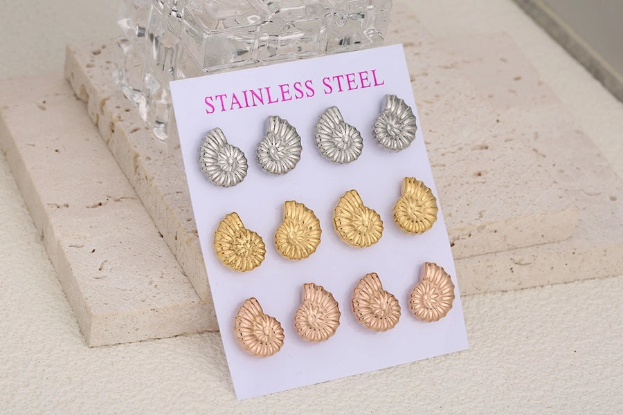 6 Pairs Simple Style Earrings Sets [304 Stainless Steel]