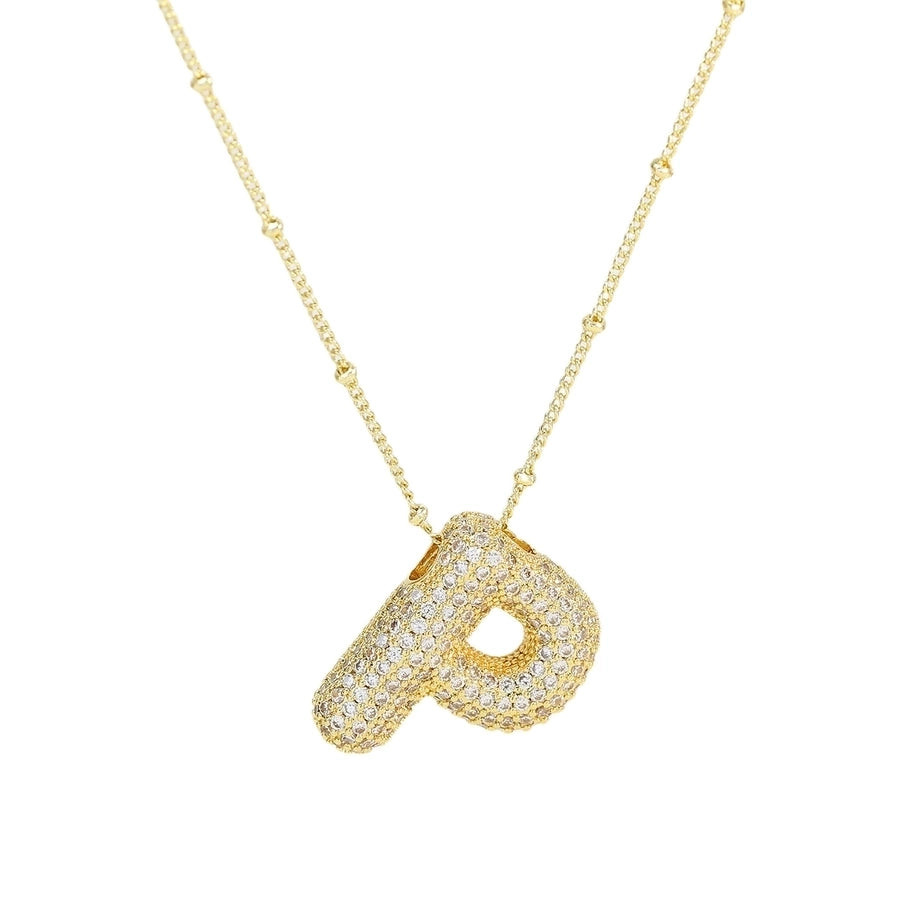 Gold Rhinestones Letter Necklace [304 Stainless Steel]