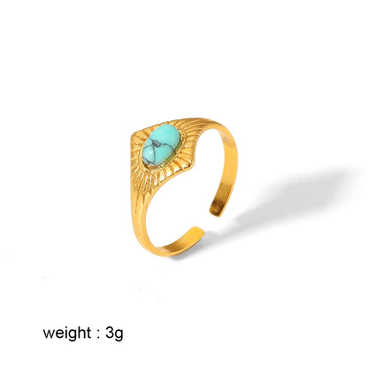 Circle Turquoise Ring [304 Stainless Steel 18K Gold Plated]