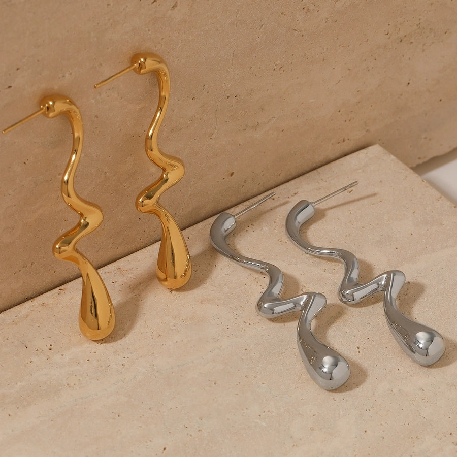 Irregular Drop Earrings [304 Stainless Steel,16K Gold Plated]