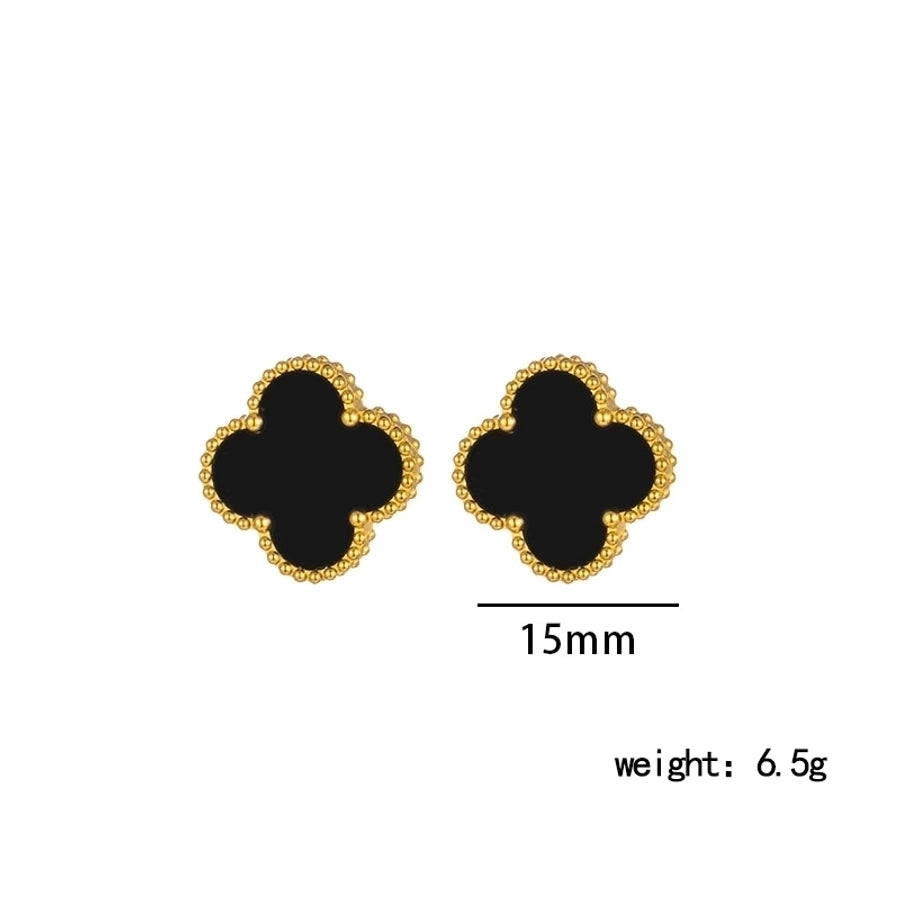 Four Leaf Clover Acrylic Bracelet/Earrings/Necklace [304 Stainless Steel,18K Gold Plated]