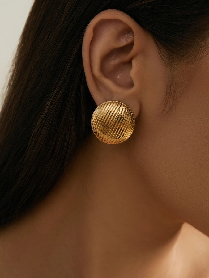 Round Earrings [304 Stainless Steel,18K Gold Plated]