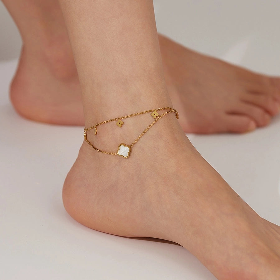 Four Leaf Clover Flower Anklet [304 Stainless Steel]