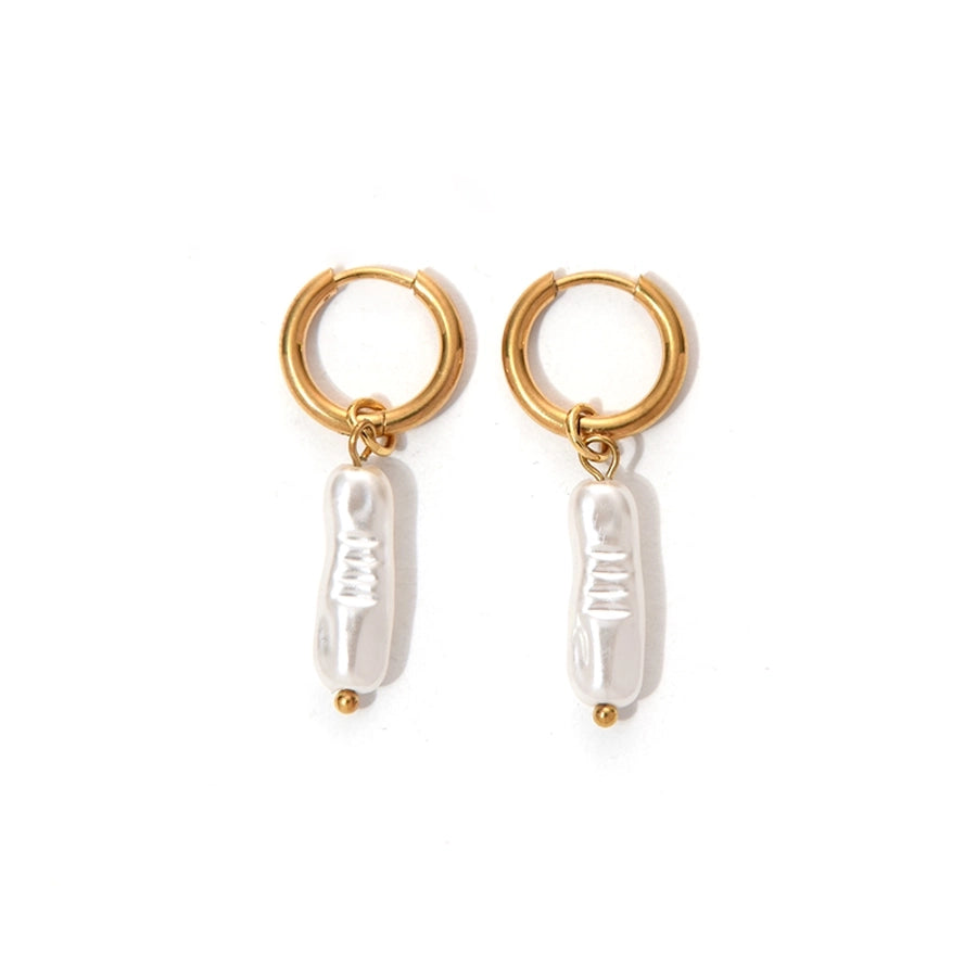 Baroque Style Irregular Imitation Pearl Drop Earrings [304 Stainless Steel,14K Gold Plated]