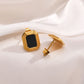 Black Square Agate Earrings [201 Stainless Steel,18K Gold Plated]