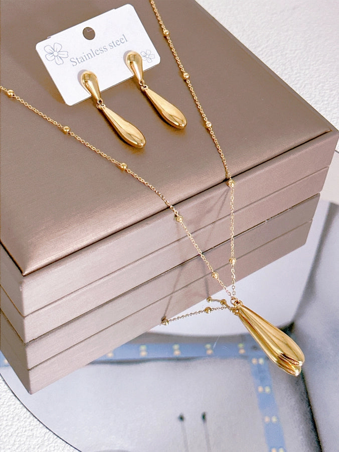 Drop Jewelry Set [304 Stainless Steel, 18K Gold Plated]