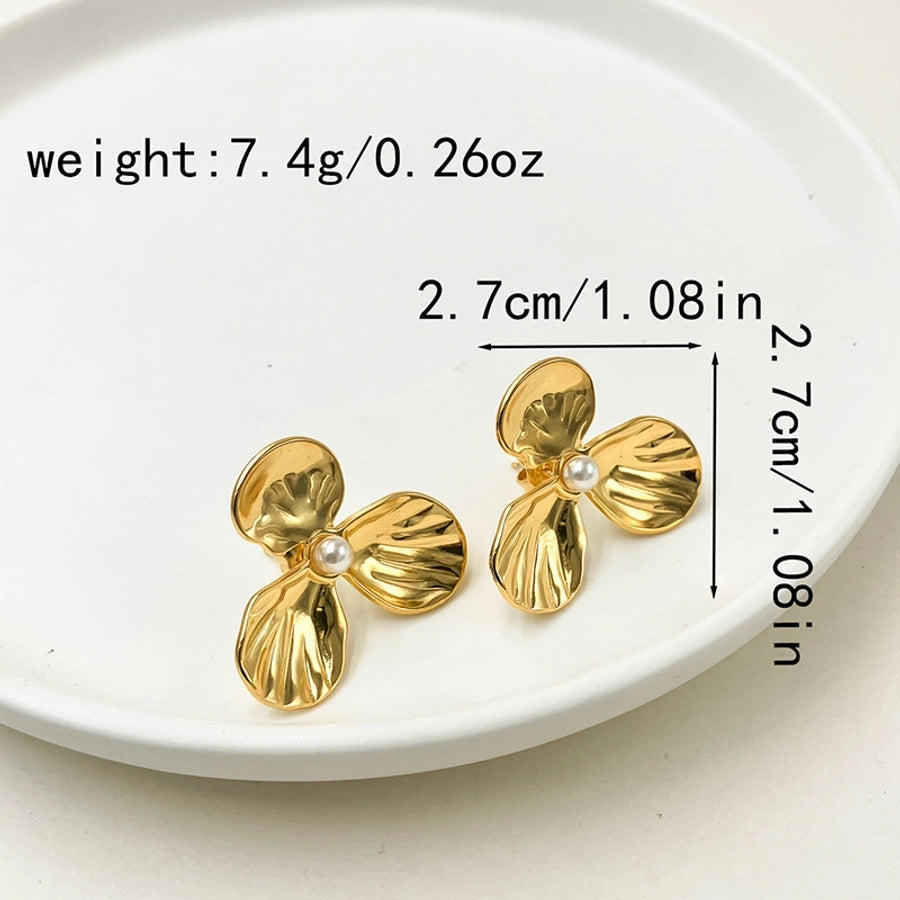 Mix Flower Earrings [304 Stainless Steel,14K Gold Plated]