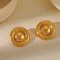 Color Block Round Stud Earrings[304 Stainless Steel 18K Gold Plated]