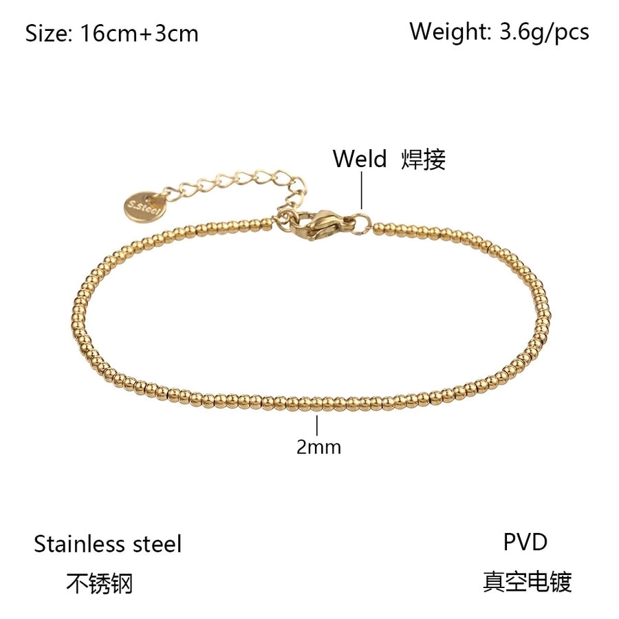 Elastic Beaded Bracelet [304 Stainless Steel, 18K Gold Plated]