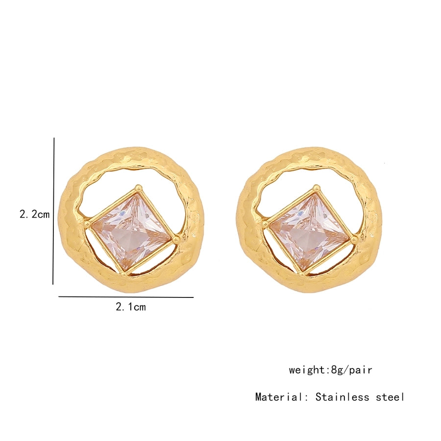 Smykker IG Style Pendler Geometrisk sommerfugl 304 Rustfrit stål Zircon 18K Goldbelagt indlæg øreringe halskæde