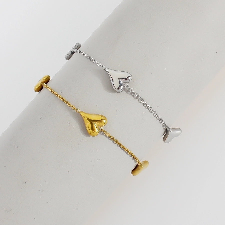 Three Heart Bracelet [304 Stainless Steel,18K Gold Plated]