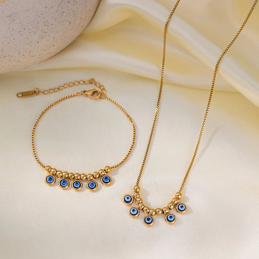 Glam Eye Resin -armbanden/Anklet/ketting [304 Roestvrij staal 18K Gold PLATED]