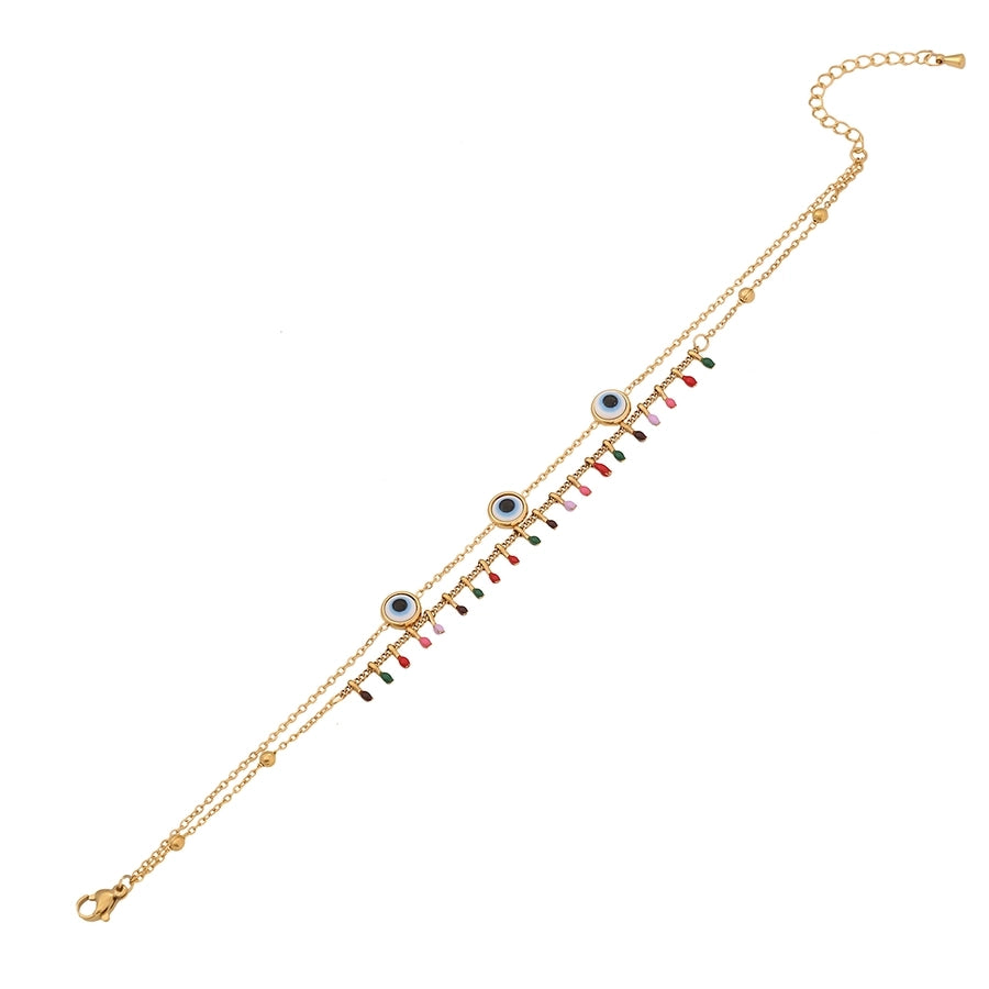 Star Flower Butterfly Enamel Anklet [304 Stainless Steel, 18K Gold Plated]