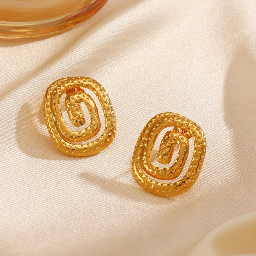 Spiral Plating Earrings [304 Stainless Steel, 18K Gold Plated]