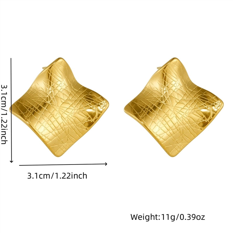 Square Irregular Earrings [304 Stainless Steel,18K Gold Plated]