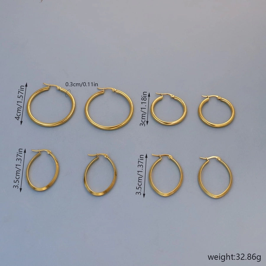 Classic Style Round Hoop Earrings [304 Stainless Steel,18K Gold Plated]