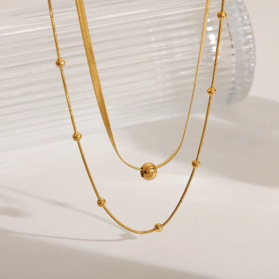 Double Layer Necklace [304 Stainless Steel,18K Gold Plated]