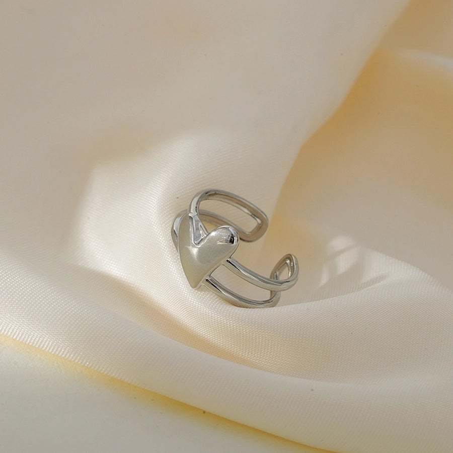 Classic Style Heart Shape Open Ring [304 Stainless Steel]