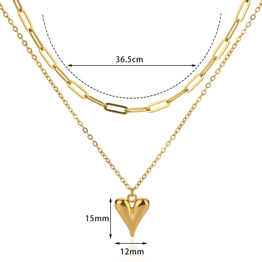 Double Chain Heart Shape Necklace [304 Stainless Steel]