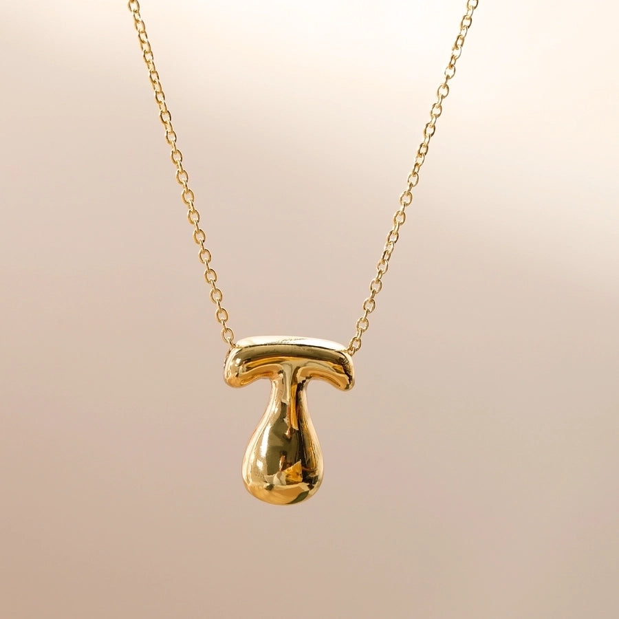 Letter Chain Pendant Necklace [304 Stainless Steel,18K Gold Plated]