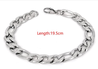 Figaro Chain Bracelet Silver[304 Stainless Steel]