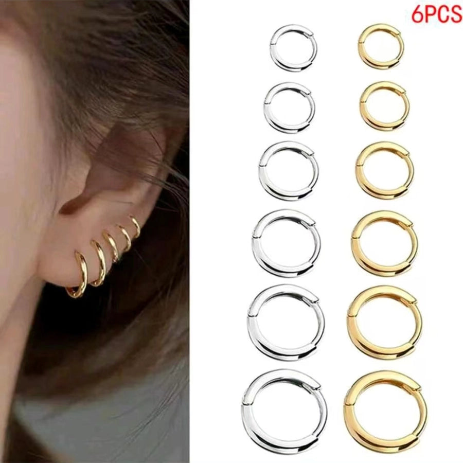 Pack of 6 Hoop Earrings [201 Stainless Steel]