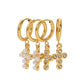 Cross Designs Hoop Earrings [304 Stainless Steel,18K Gold Plated]