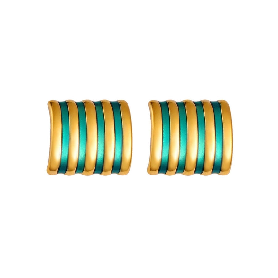 Retro Stripe Ear Studs [304,316 Stainless Steel,18K Gold Plated]