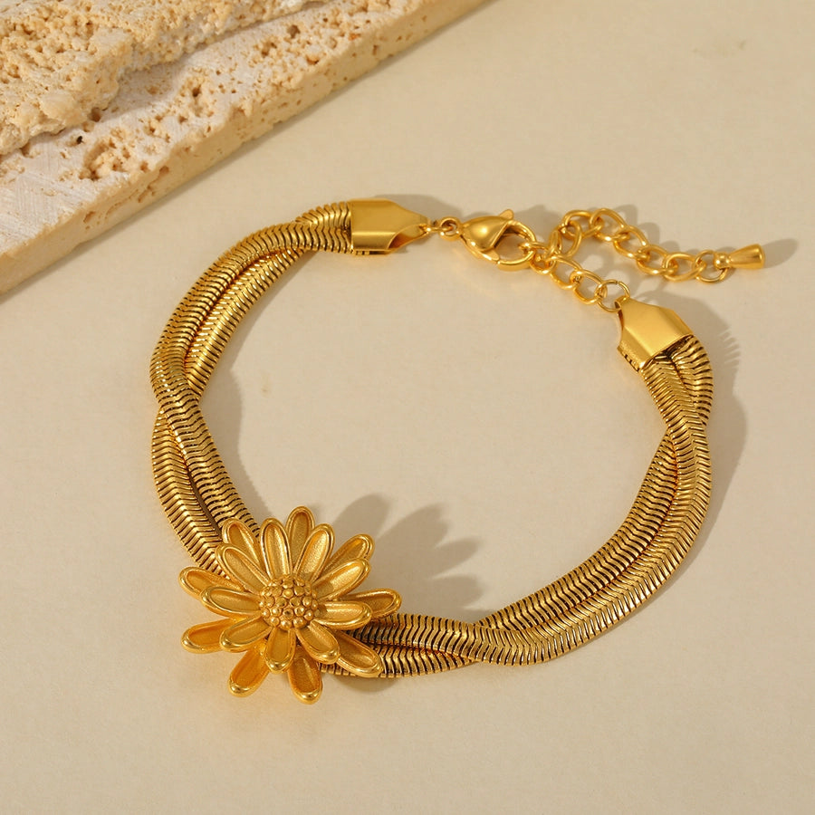 Pulseiras de flores do Sun Starfish [304 aço inoxidável, peito de ouro de 18k]