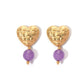 Round Beaded Heart Earrings [304 Stainless Steel, 14K Gold Plated]