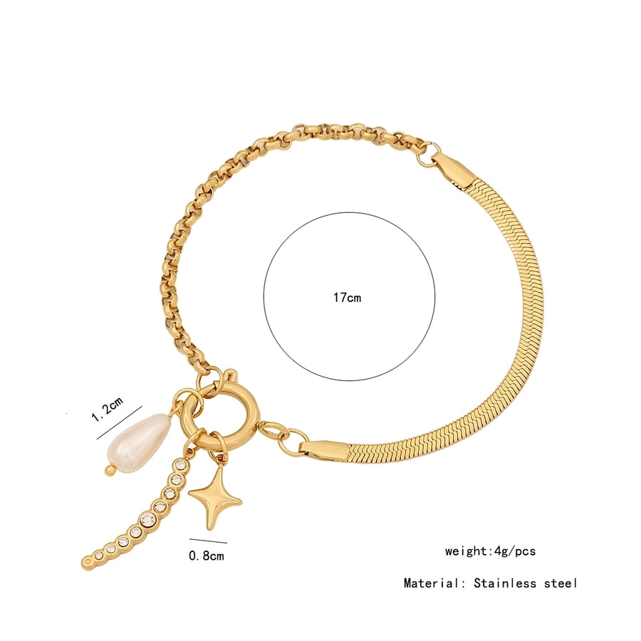 Symbols Box Chain Bracelet [304 Stainless Steel,18K Gold Plated]