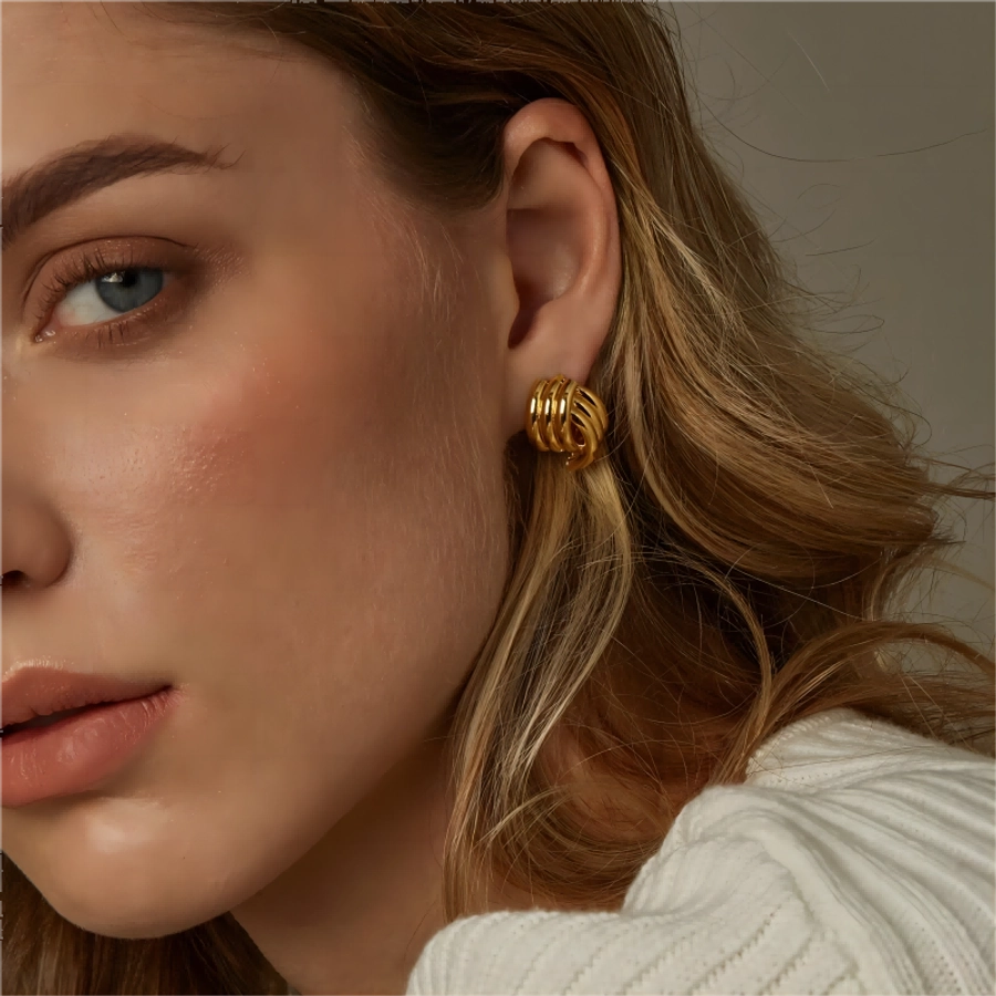 Geometric Hoop Earrings [304 Stainless Steel,18K Gold Plated]