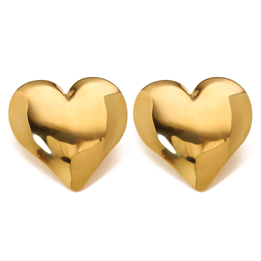 Heart Shape Earrings [304 Stainless Steel,18K Gold Plated]