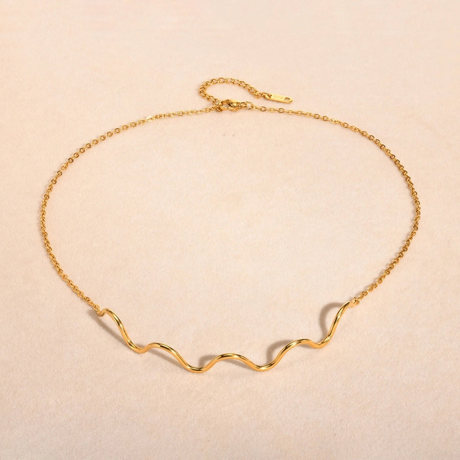 Waves Choker Necklace [304 Stainless Steel]