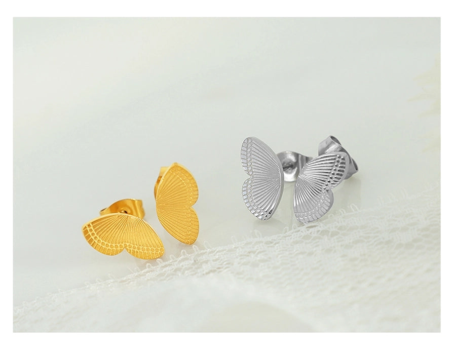 Butterfly White shell Earrings [304 Stainless Steel]