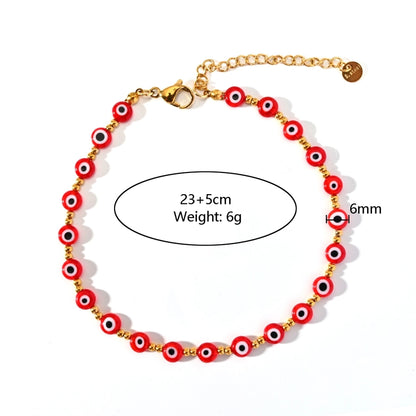 Casual Eye Resin Beaded Anklet [304 Stainless Steel]