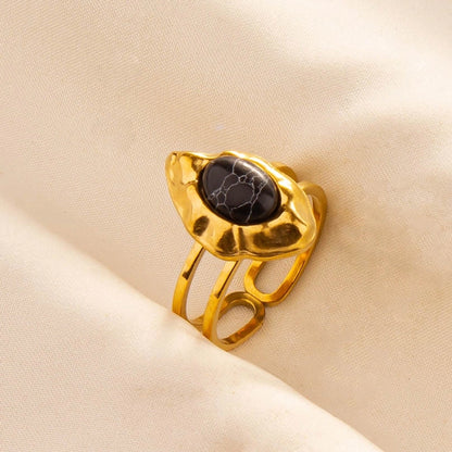 Ethnischer Stil Künstlicher Edelsteine ​​Ring [304 Edelstahl 18K Gold plattiert]