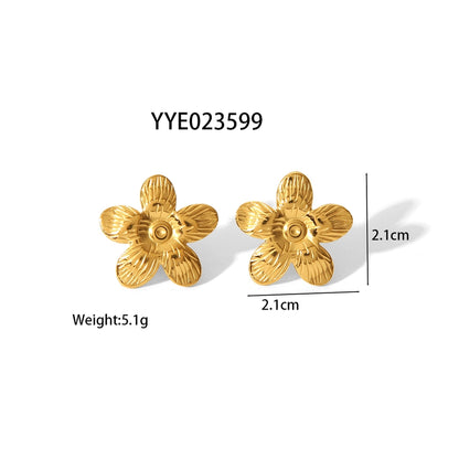 Flower Earrings [304 Stainless Steel,18K Gold Plated]