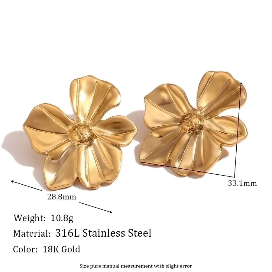 Mix Flower Earrings [304 Stainless Steel,18K Gold Plated]