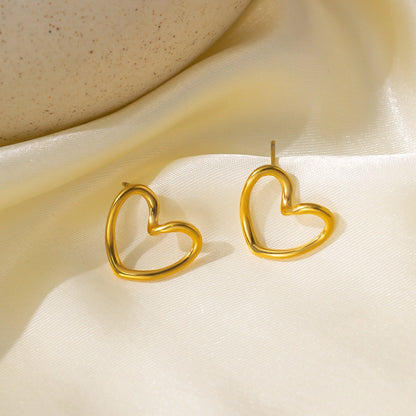 Open Heart Earrings/Necklace [3164 Stainless Steel, 18K Gold Plated]